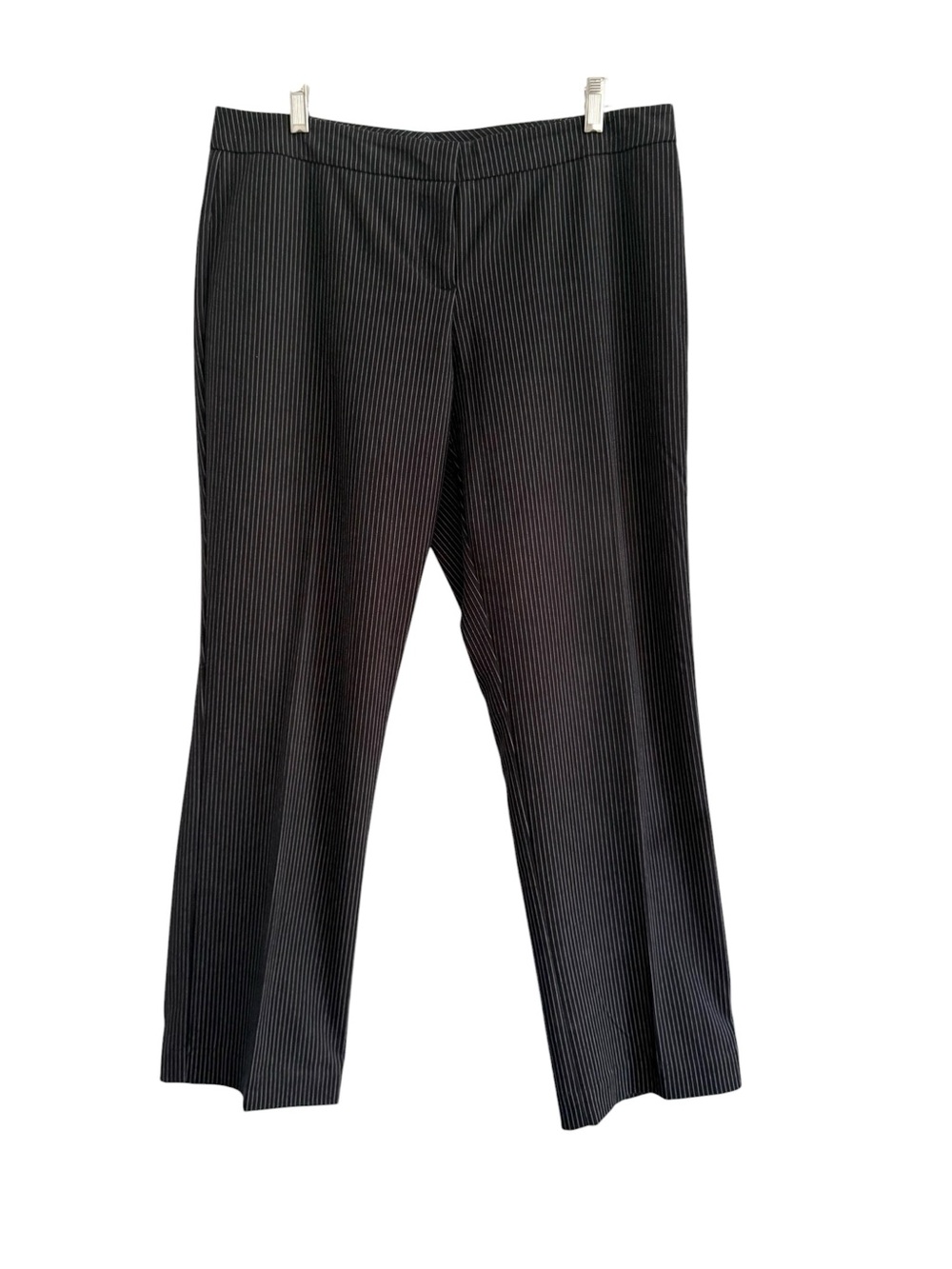 Women’s Black Pinstripe Mid Rise Straight Leg Dress Pants Trousers Size 12 P - Picture 3 of 16